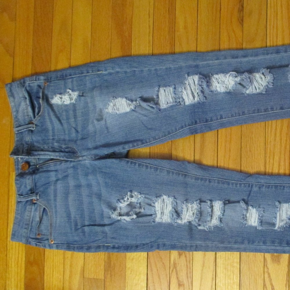 Almost Famous Mid-Rise Distressed Jeans, Size 9